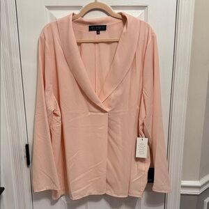 Eloquii Pink Vneck Draped Blouse Sz 20 NWT